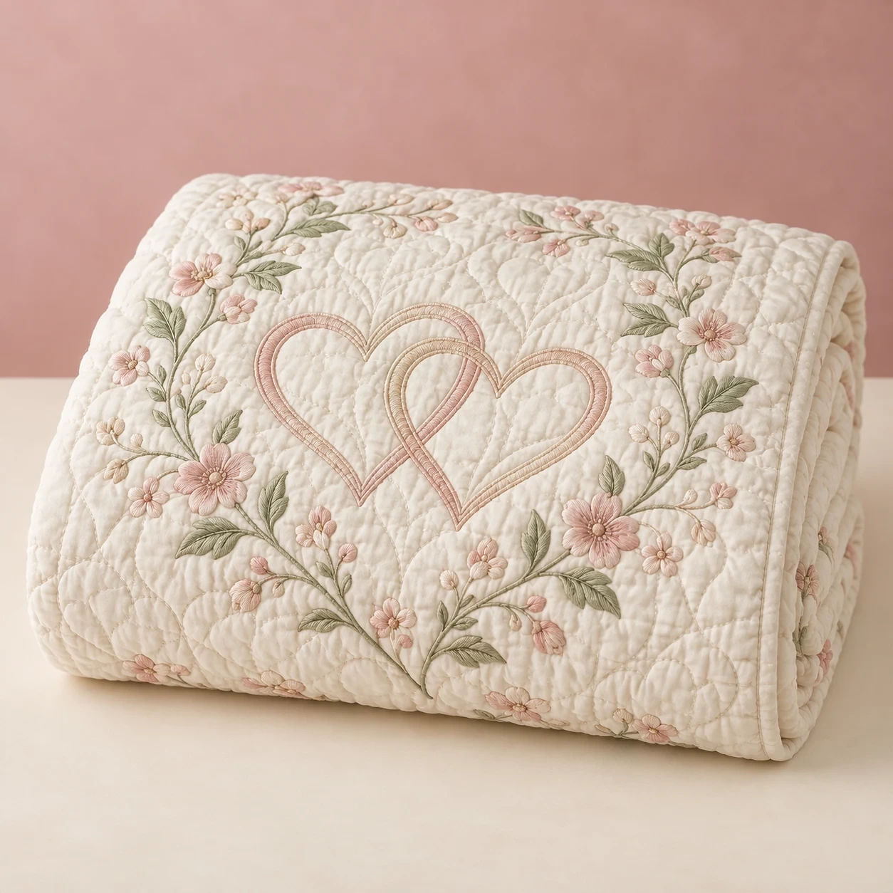 Original representative product image: Two Hearts Embroidered Quilted Throw