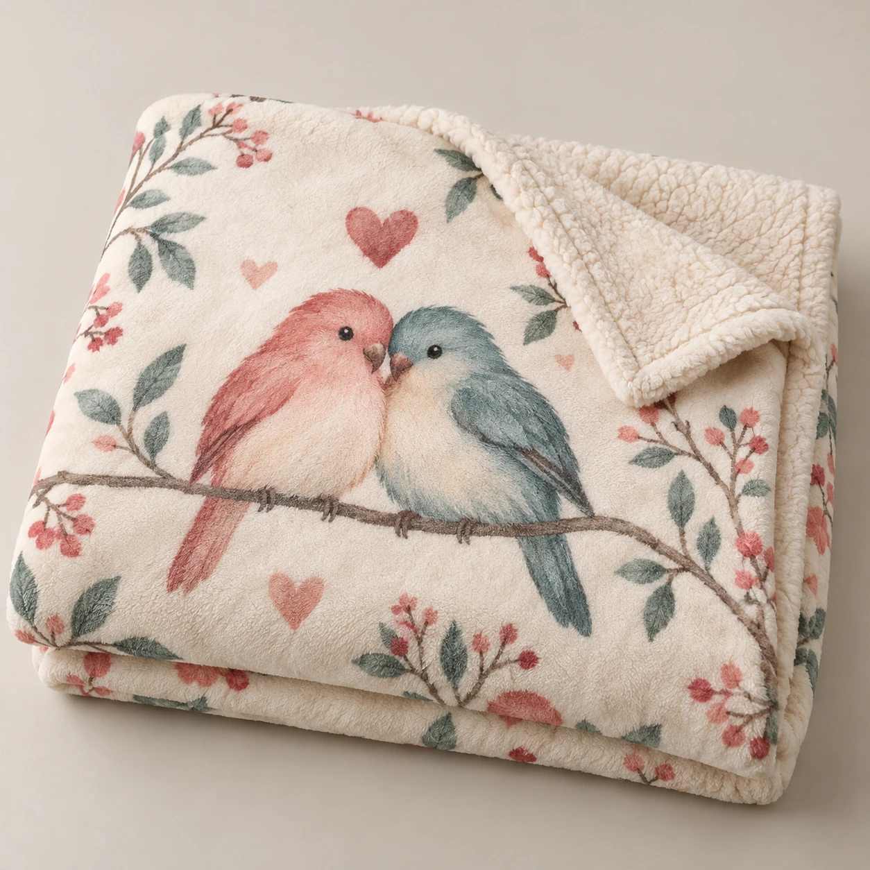 Original representative product image: Lovebirds on a Wire Plush Blanket