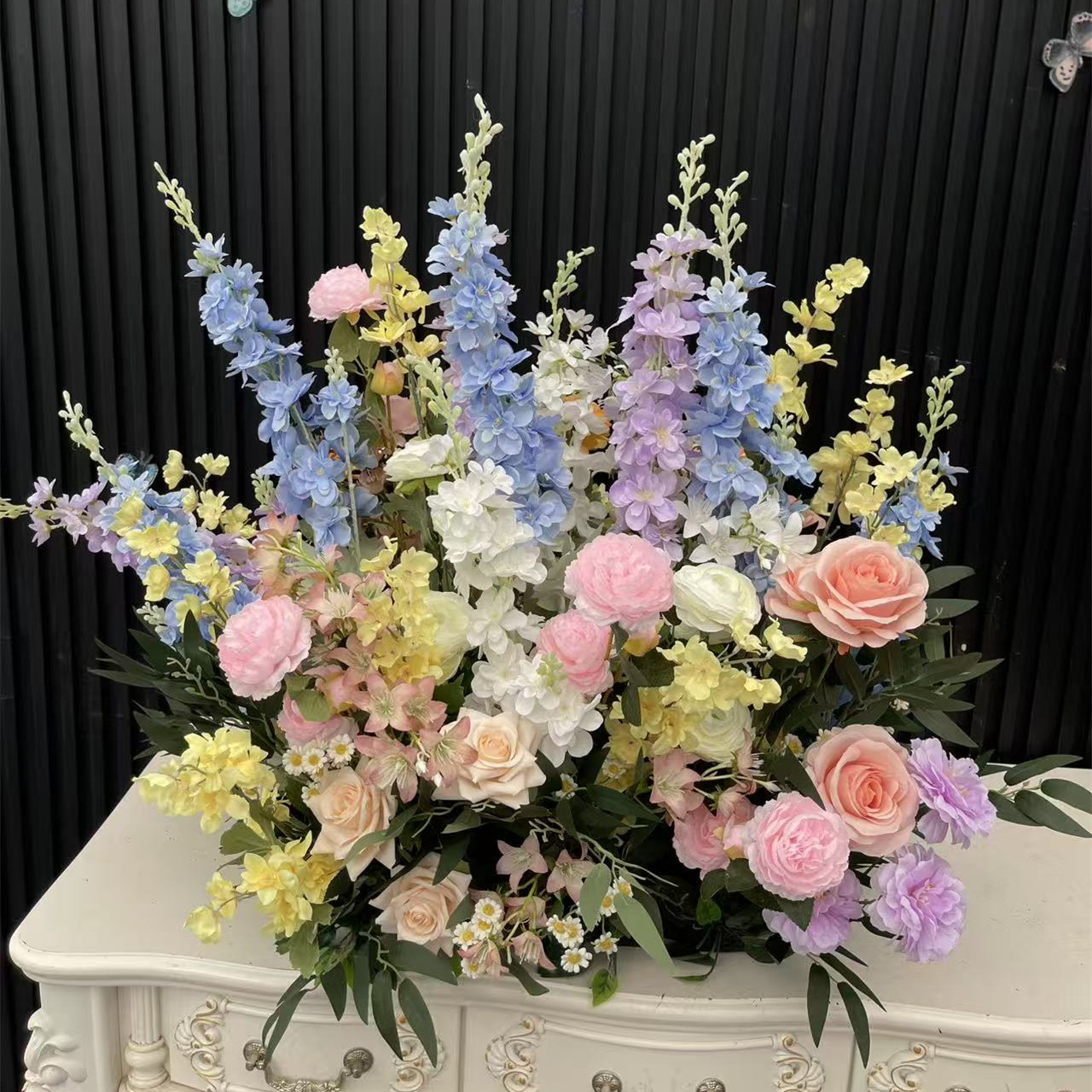 PPS Wholesale Artificial Pink Blue Ground Flower Arrangement Silk 60cm Ground Arrangement for Wedding Decor