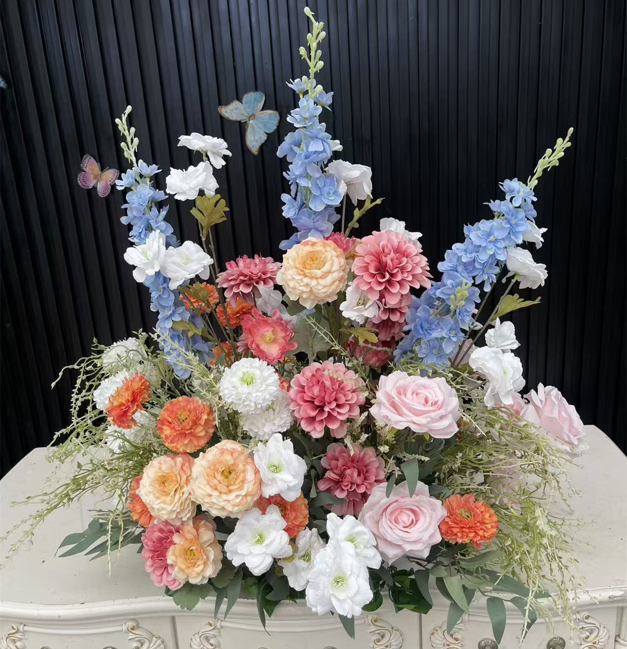PPS Top Quality 60cm Flower Ball Orange Blue Colorful Floral Ball Flower Heap Arrangement for Wedding Event Table Decor