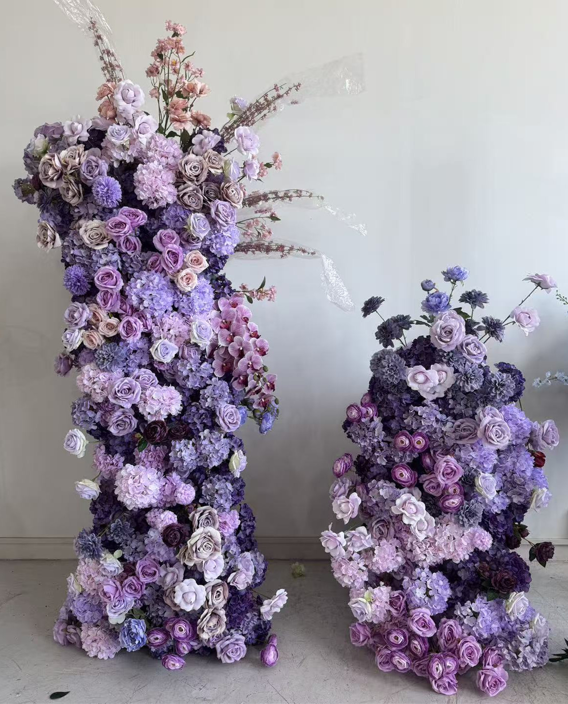 PPS Hot Sale Purple Artificial Silk Flower Runner Cake Column Flower Runner for Wedding Party Event Birthday Decor