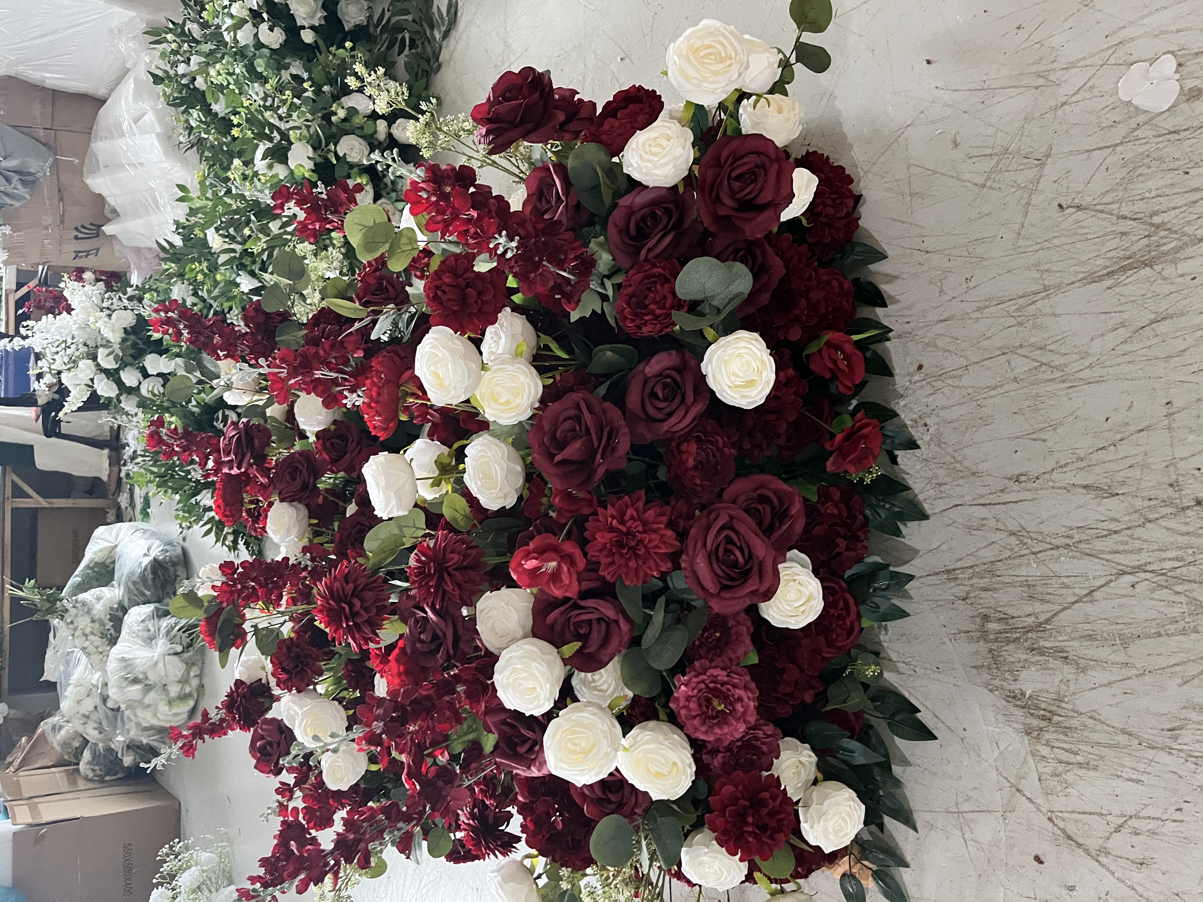 PPS Wholesale Artificial Red Ground Flower Runner Arrangement Silk 100cm Ground Flower Runner Wedding Decor