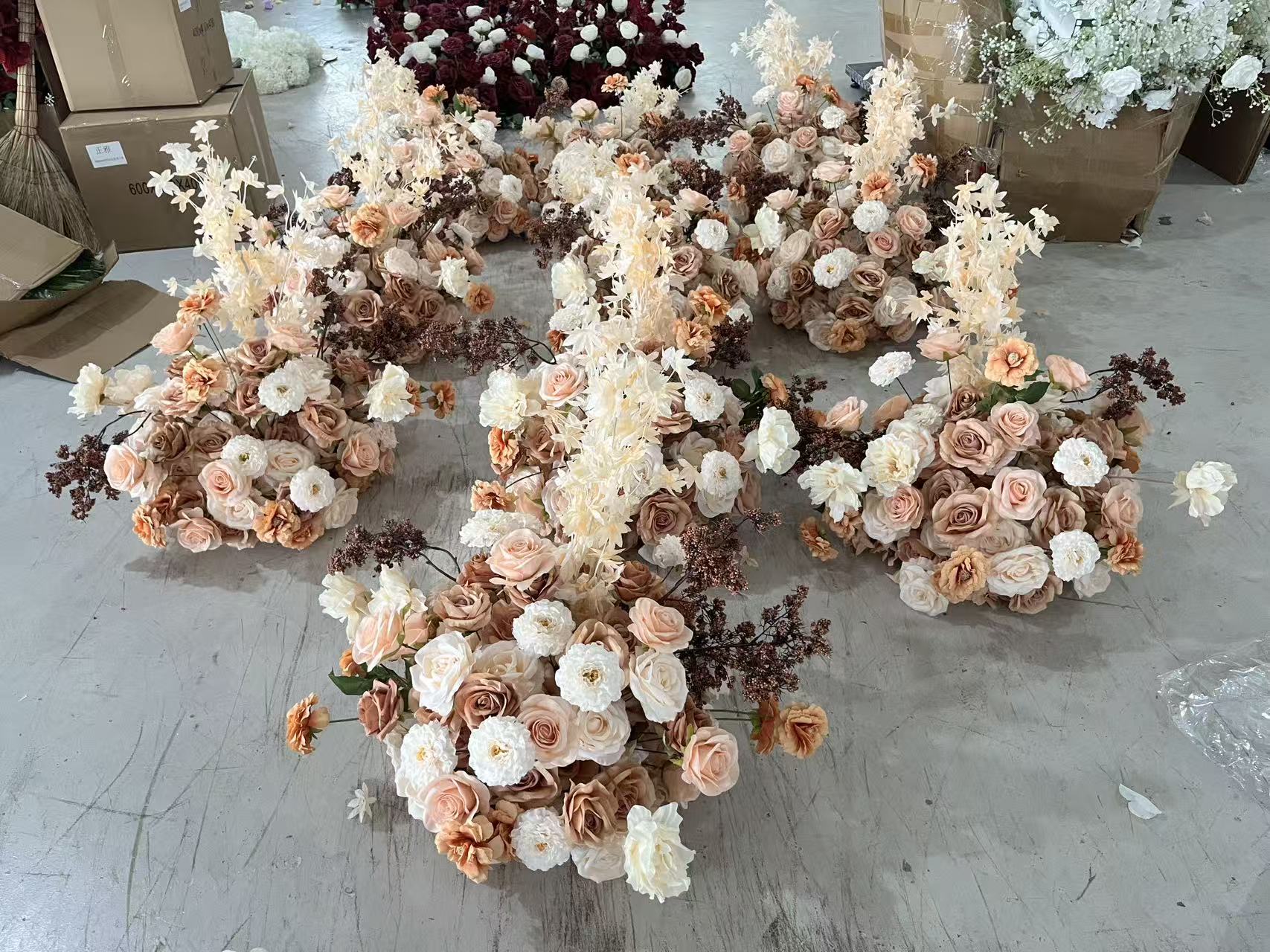 PPS Top Quality Artificial Flower Ball Champagne Brown Wedding 40cm Flower Ball for Wedding Event Table Centerpiece Decor