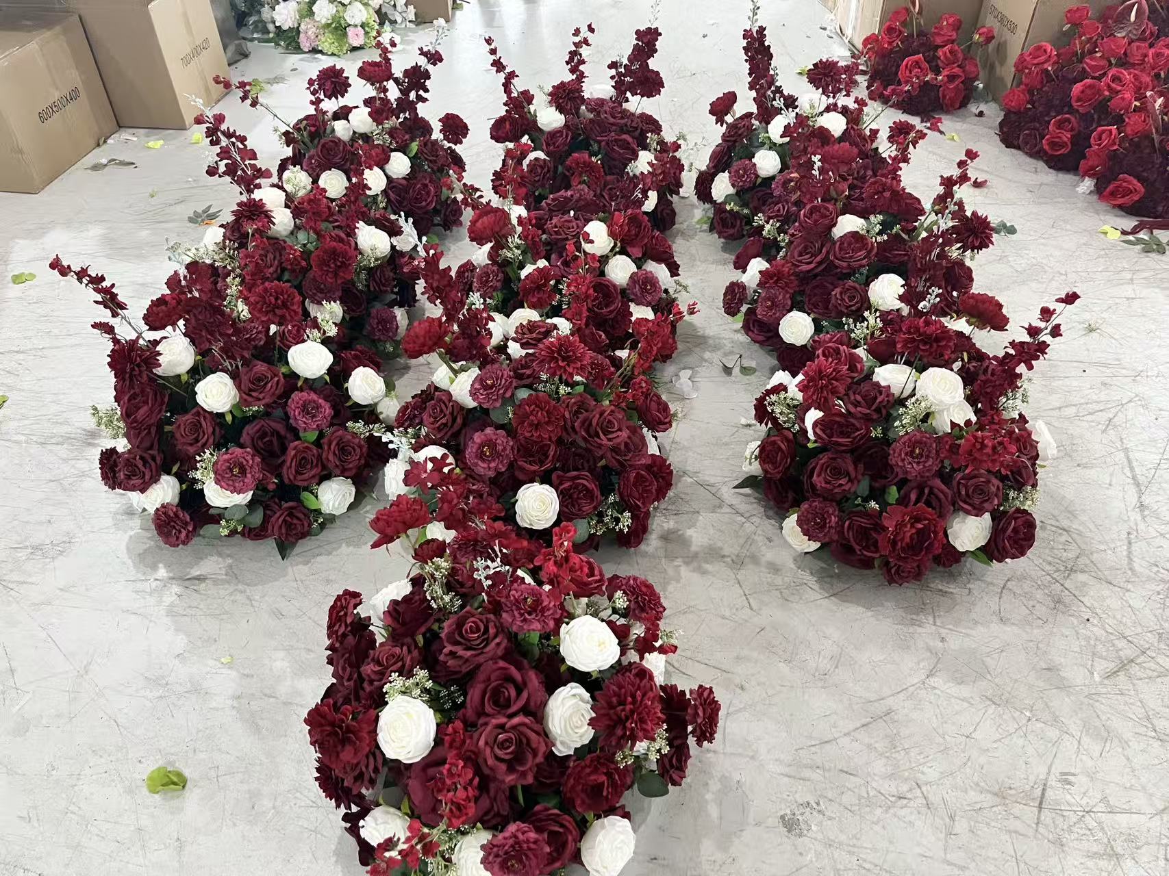 PPS New Red White Artificial Wedding Table Decor Flower Ball for Wedding Event Table Centerpiece Decor Handmade Flowers
