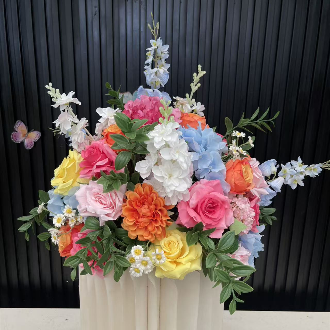 PPS Top Quality Ball Pink Blue Rose Madder Orange Colorful Floral Ball Flower Heap Arrangement for Wedding Event Table Decor