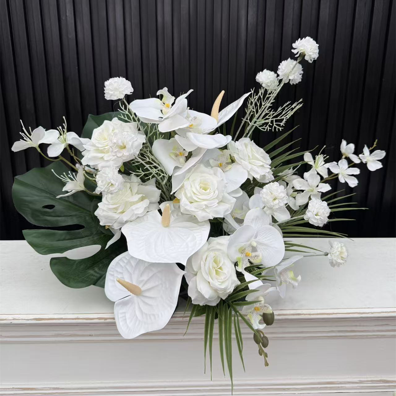 PPS Wholesale Artificial White Flower Ball Table Centerpiece Silk Flower Ball Arrangement for Wedding Decor