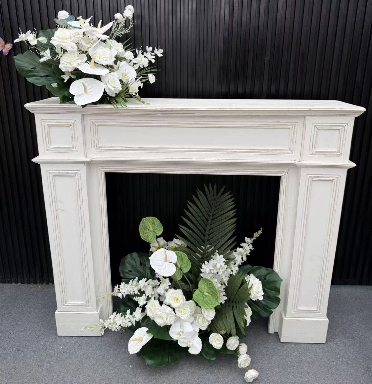 PPS Wholesale Artificial White Green 50cm Ground Flower Arrangement Silk Ground Arrangement for Wedding Decor