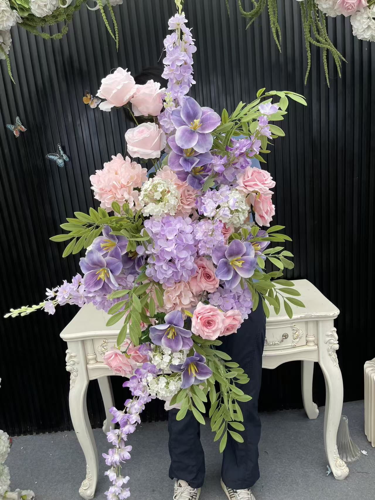 PPS High End Purple Hanging Flower Runner Silk 80cm Hanging Flower Runner for Wedding Event Birthday Decor
