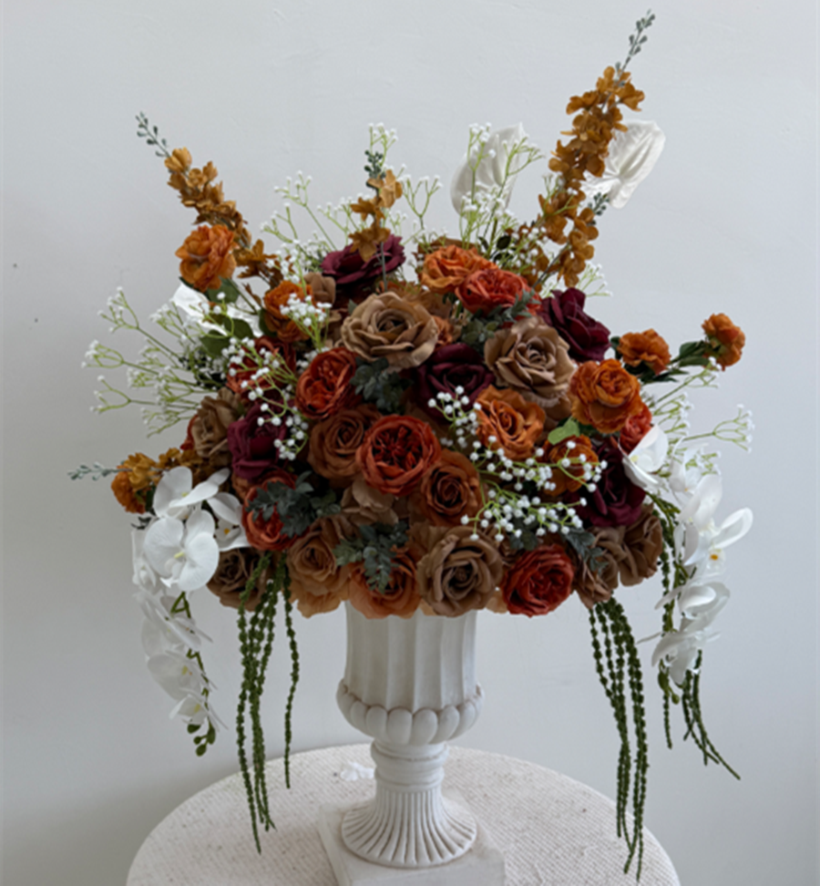 PPS Top Quality Artificial Orange Brown Flower Ball Wedding 60cm Flower Ball for Wedding Event Table Centerpiece Decor