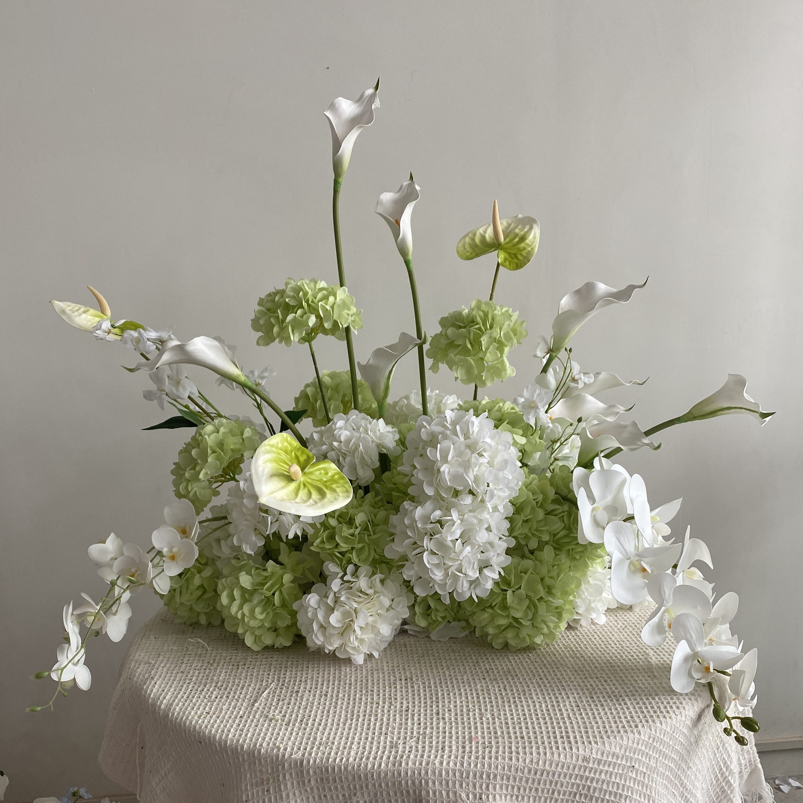 PPS Hot Sale White Green Calla Lily Ground Flower Arrangement Silk Ground Flower Arrangement Wedding Decor
