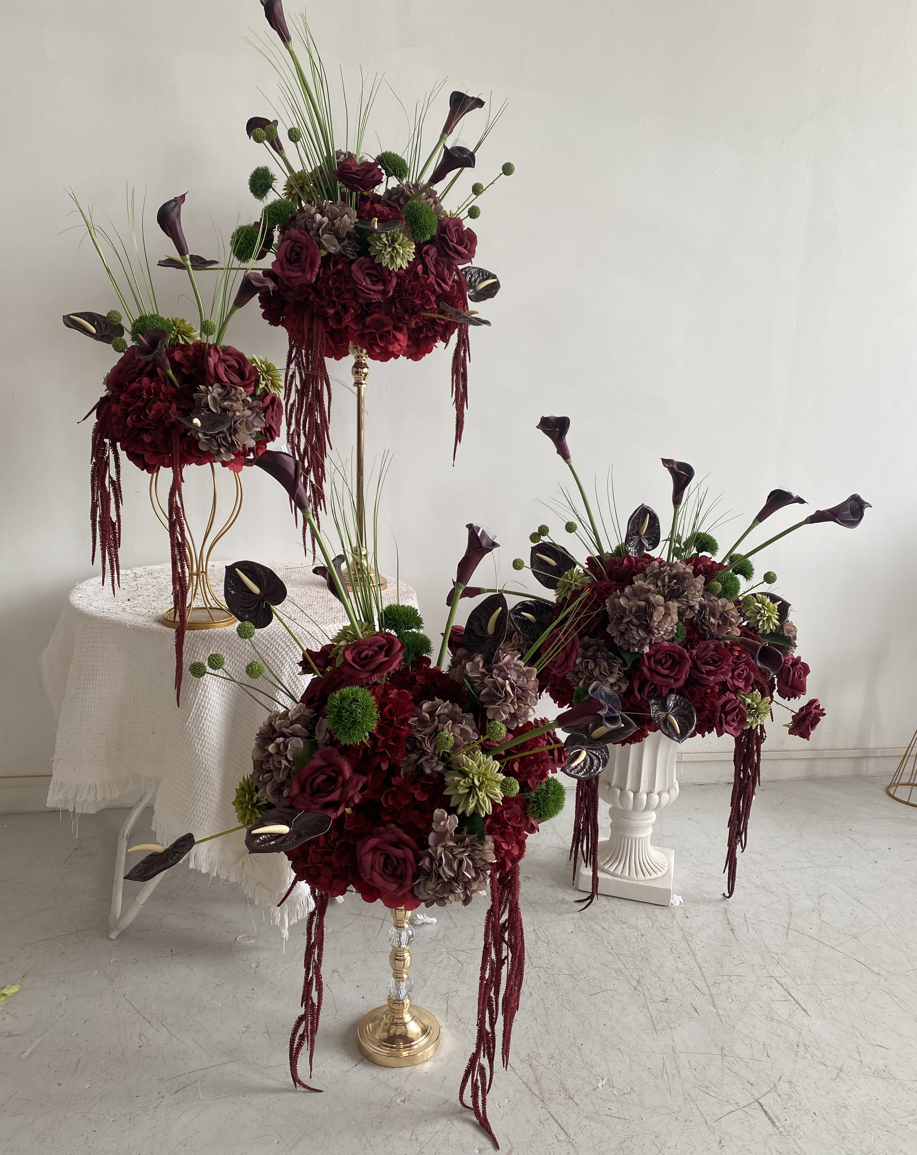 PPS Top Sale Customized Artificial Flower Ball Burgundy Floral Ball Arrangement for Wedding Event Table Decor