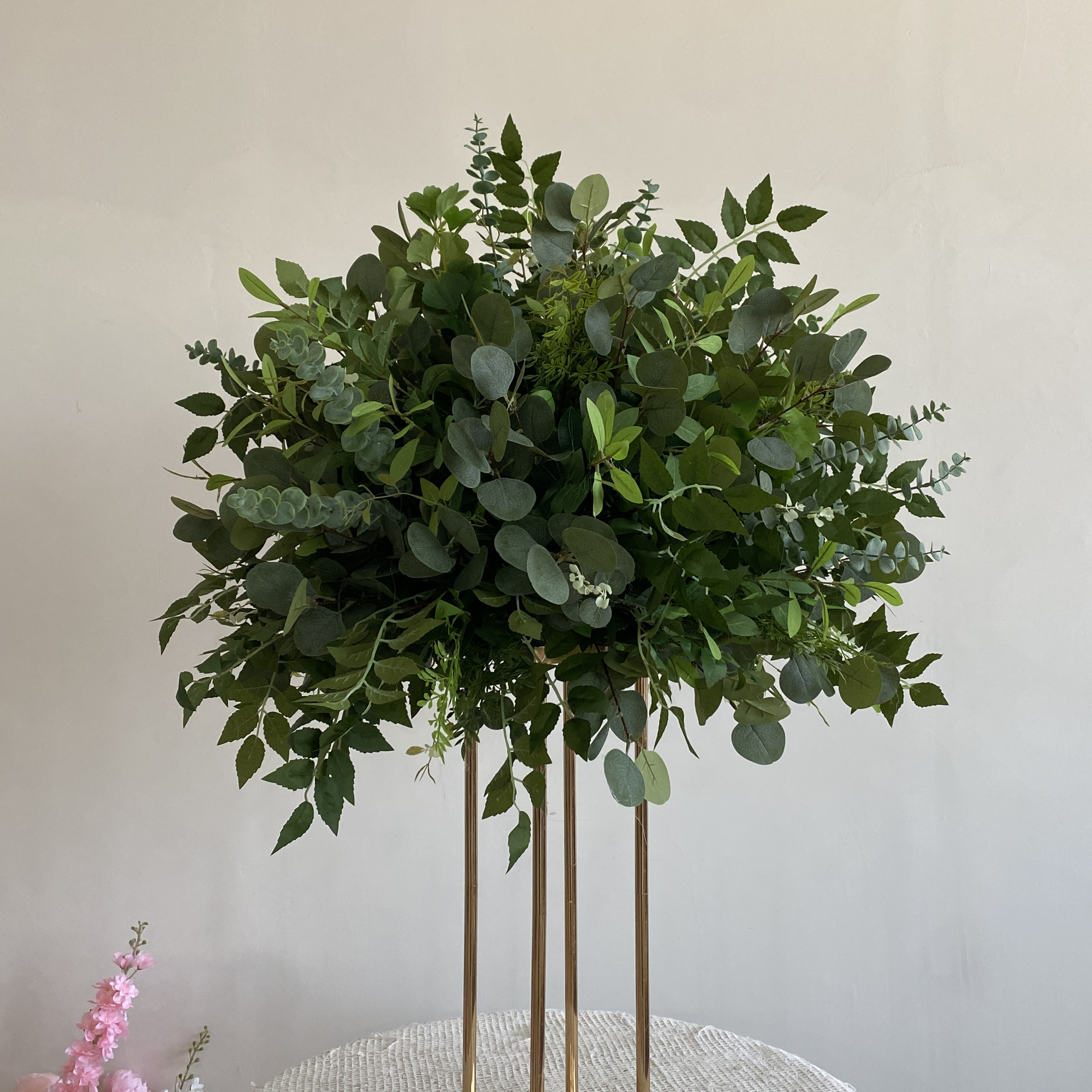 PPS New Handmade 70cm Green Leaves Artificial Flower Ball Silk Flower Ball for Table Wedding Event Decor