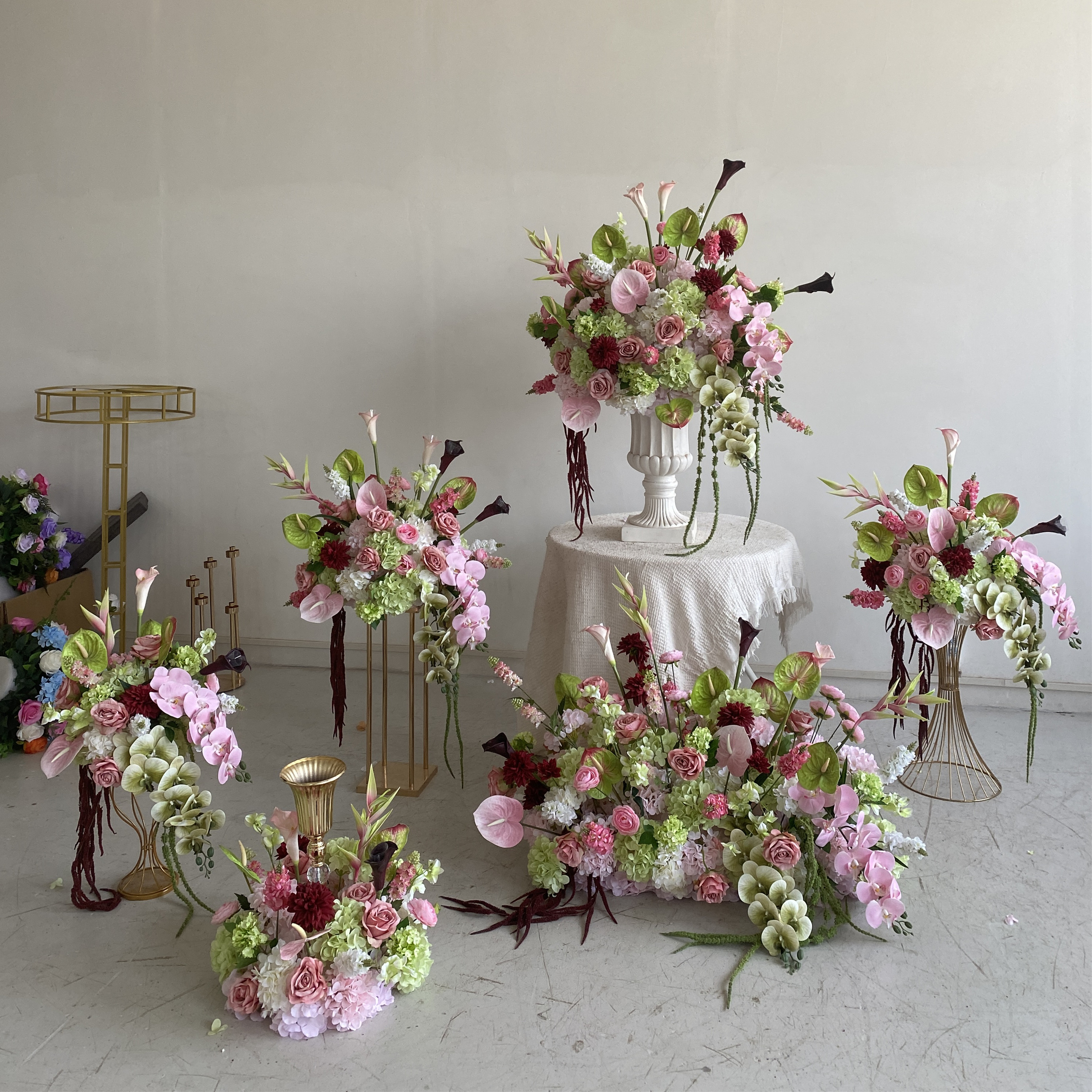 PPS Top Quality Flower Ball Pink Green Floral Ball Arrangement Silk for Wedding Event Table Centerpiece Home Decor