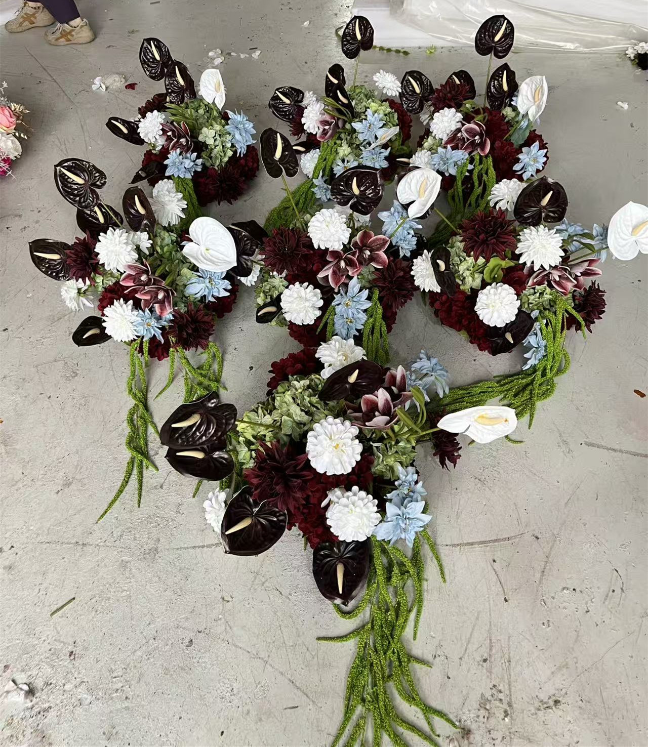 PPS Hot Sale 30cm Flower Ball Artificial Silk Blue Burgundy Wedding Flower Ball for Wedding Event Table Centerpiece Decor