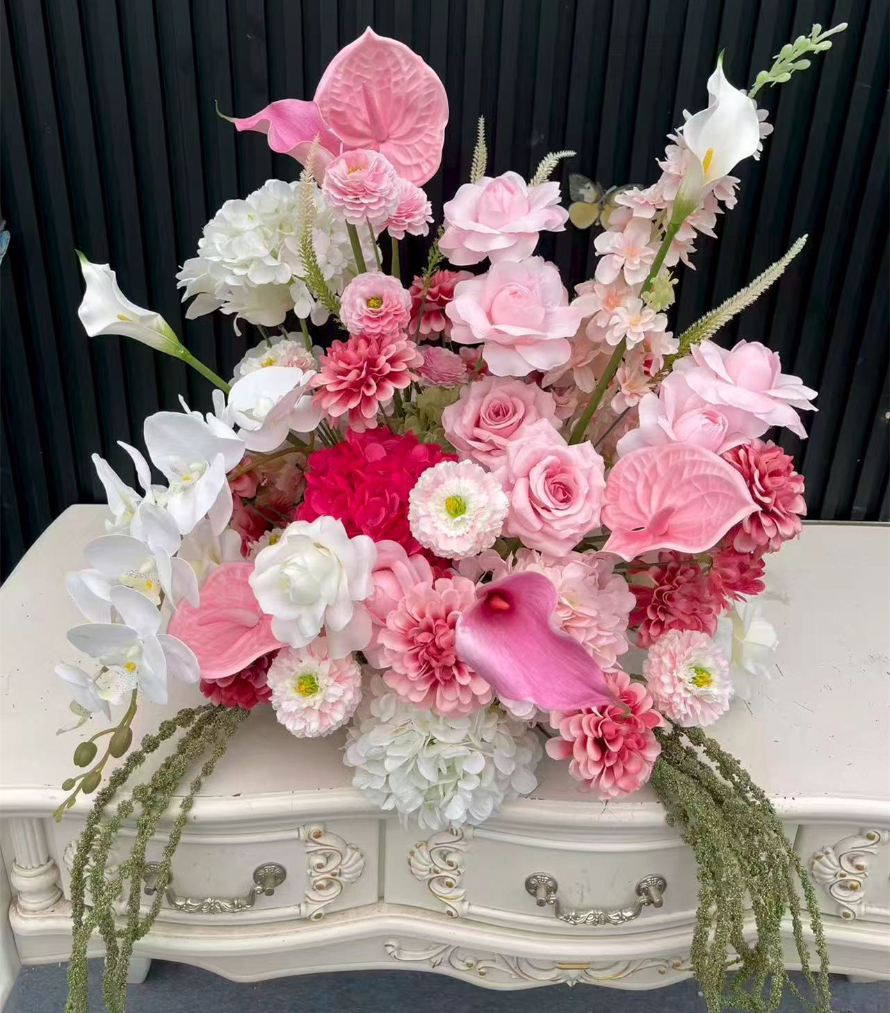 PPS Top Quality Flower Ball Rose Madder Pink Floral Ball Arrangement Silk for Wedding Event Table Centerpiece Home Decor