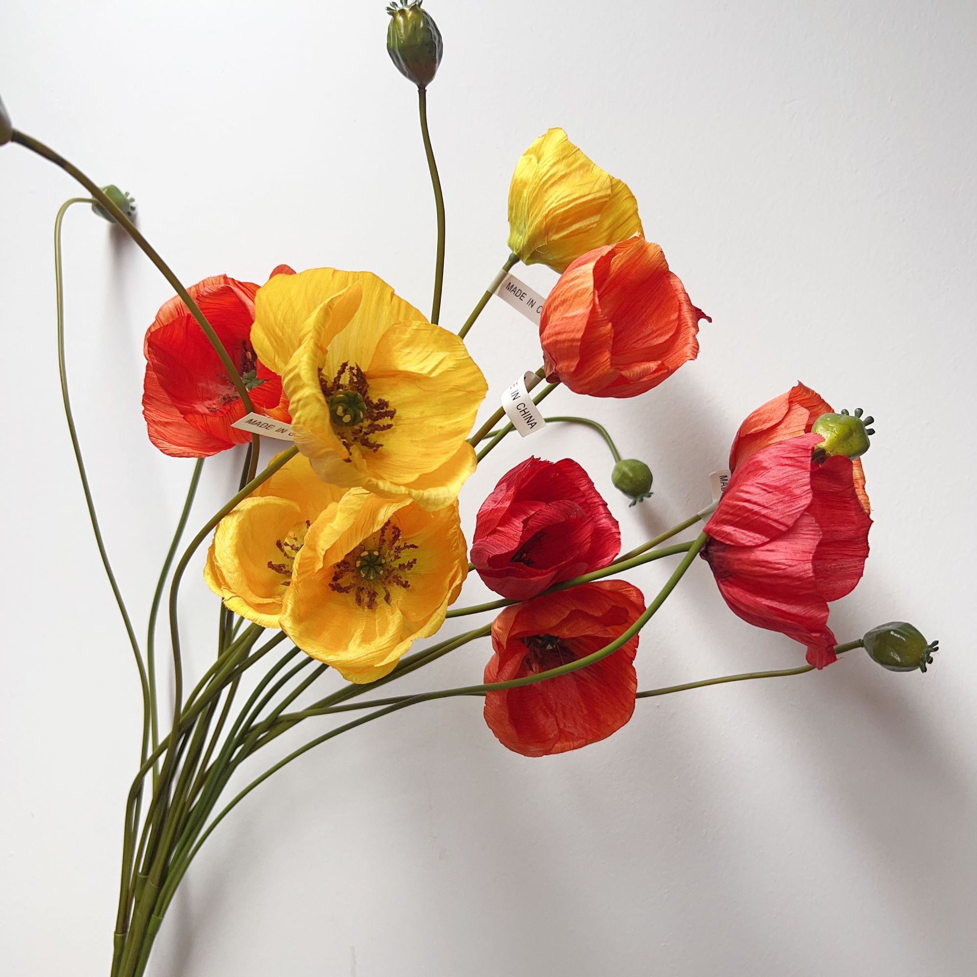 Artificial Poppy Flower Three Heads Artificial Flowers Decorative Flowers, Wreaths and Plants Flower Arrangements